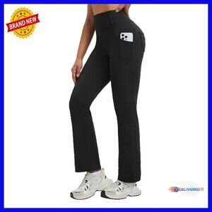 Fleece Lined Thermal Winter Yoga Pants Bootcut Flare with Pockets